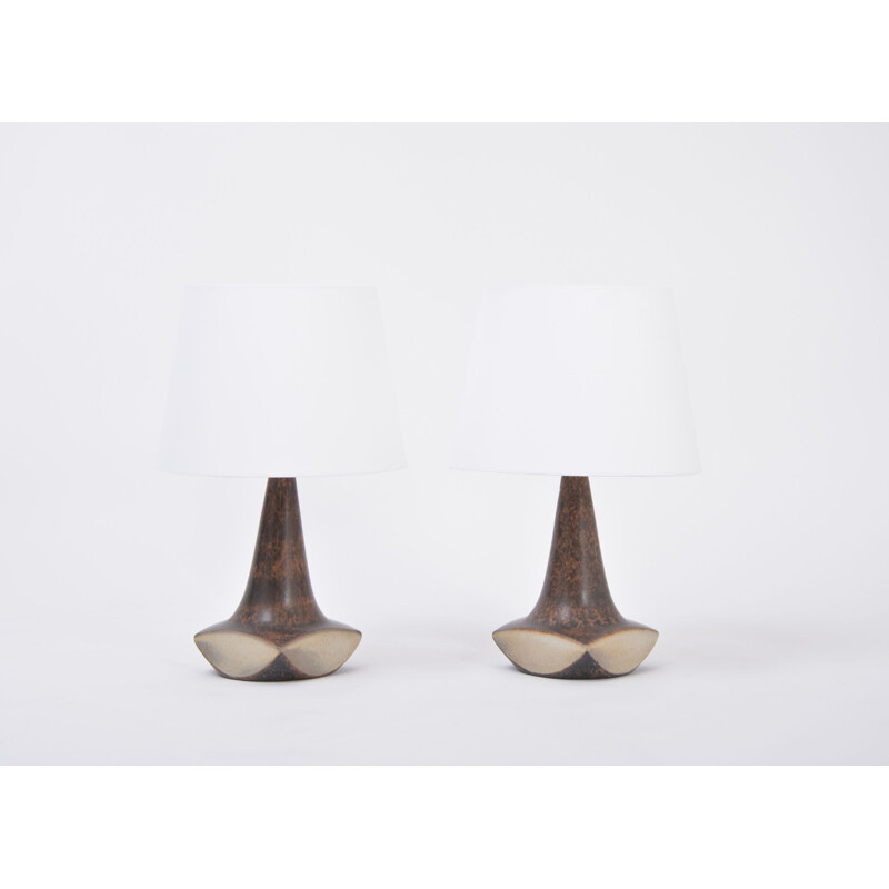 Pair of vintage brown Danish table lamps by Marianne Starck for Michael Andersen, 1960s