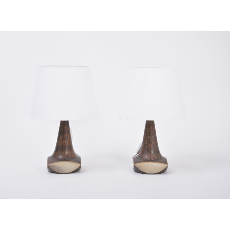 Paire de lampes de table danoises vintage brunes par Marianne Starck pour Michael Andersen, 1960