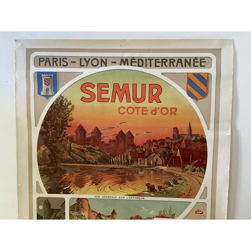 Original vintage poster "chemin de fer Plm - Semur en Auxois" by Henri Polard