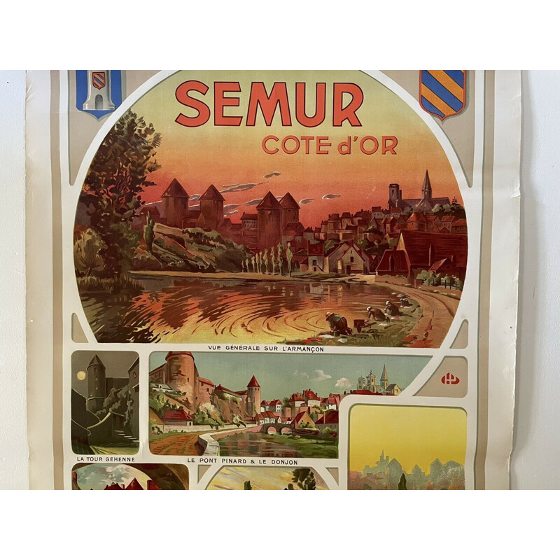 Original vintage poster "chemin de fer Plm - Semur en Auxois" by Henri Polard