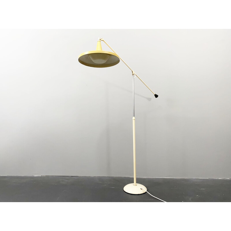 Lampada da terra vintage Panama gialla di Wim Rietveld per Gispen, Paesi Bassi 1950