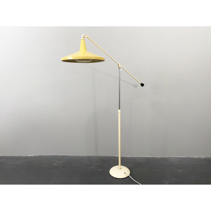 Vintage yellow Panama floor lamp by Wim Rietveld for Gispen, Netherlands 1950s