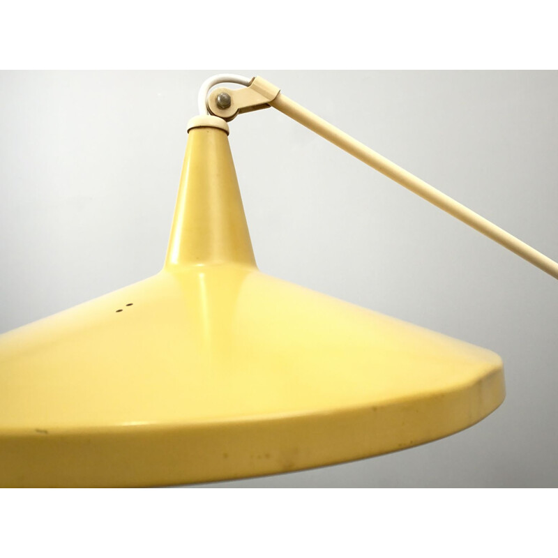 Lámpara de pie vintage Panama amarilla de Wim Rietveld para Gispen, Países Bajos 1950
