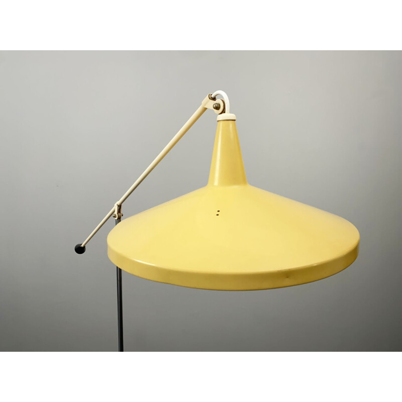 Vintage gele Panama vloerlamp van Wim Rietveld voor Gispen, Nederland 1950