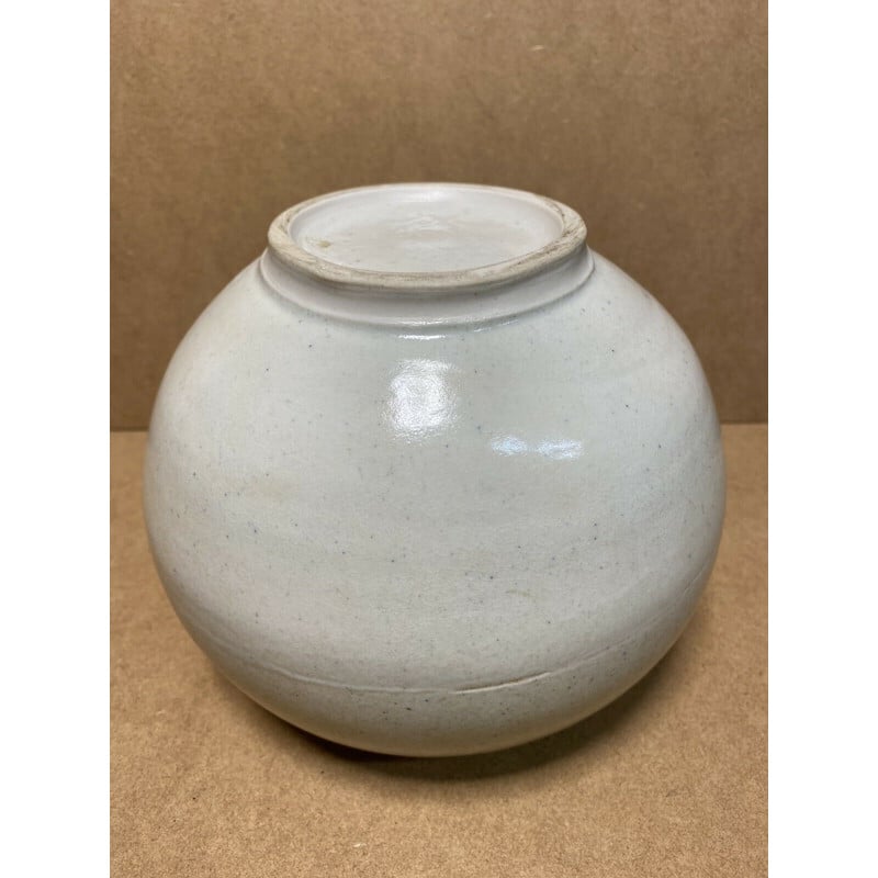 Vintage ball vase in celadon enamel porcelain by Gustave Tiffoche