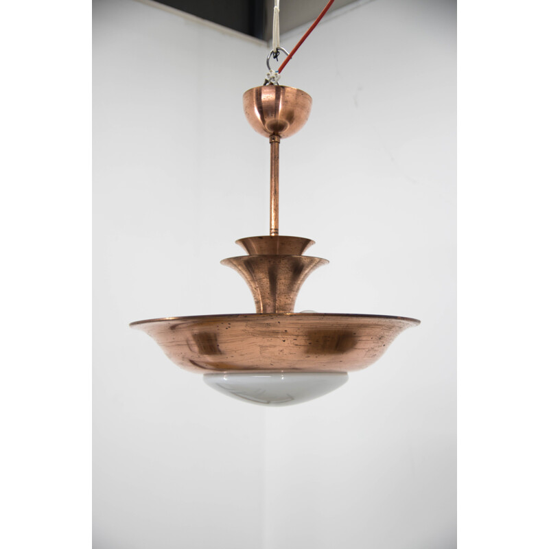 Copper vintage chandelier by Franta Anyz for IAS, 1930s