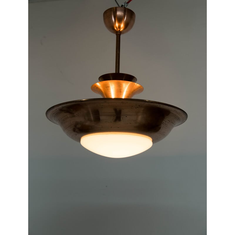 Copper vintage chandelier by Franta Anyz for IAS, 1930s