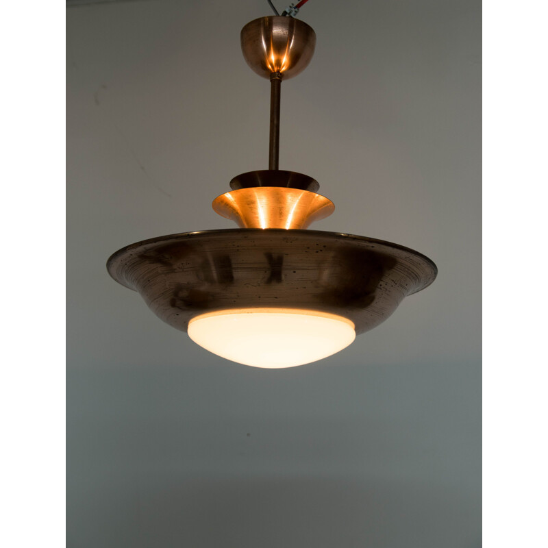 Copper vintage chandelier by Franta Anyz for IAS, 1930s