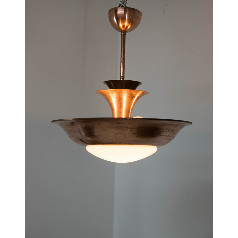 Lampadario vintage in rame di Franta Anyz per IAS, 1930