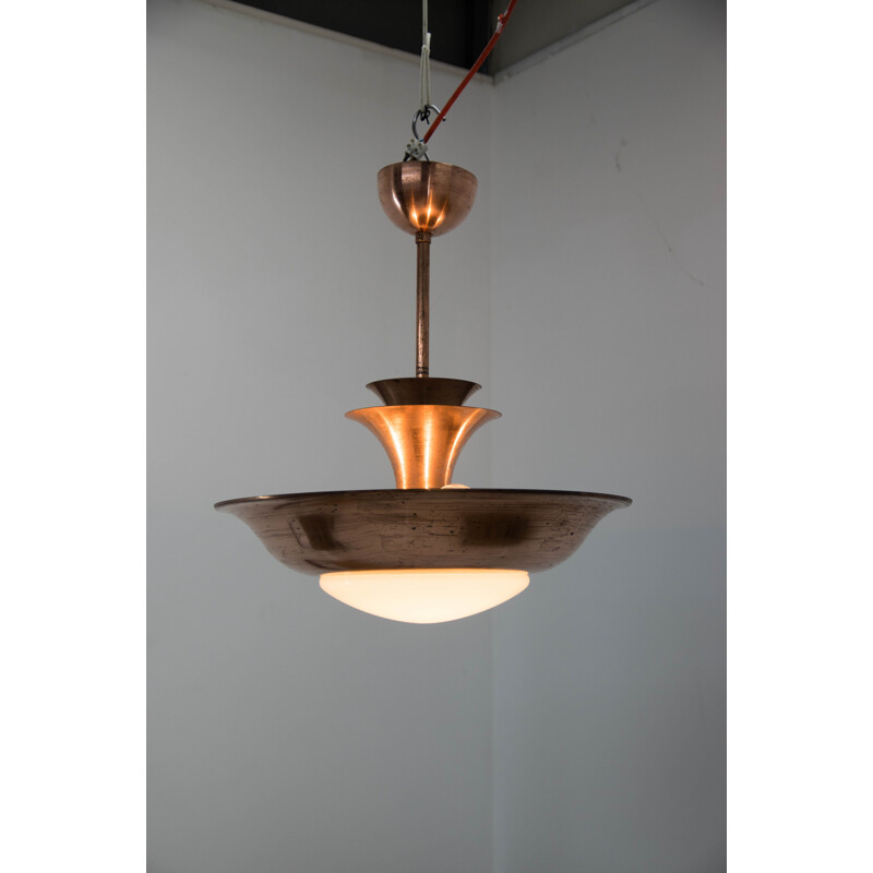 Copper vintage chandelier by Franta Anyz for IAS, 1930s