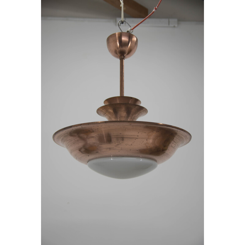 Copper vintage chandelier by Franta Anyz for IAS, 1930s