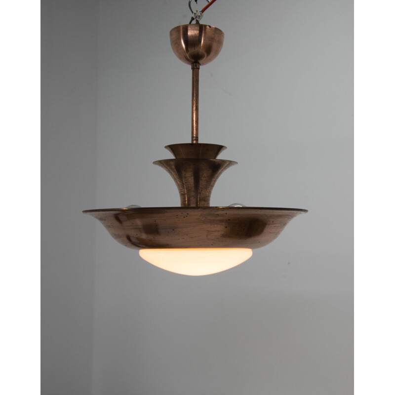 Lampadario vintage in rame di Franta Anyz per IAS, 1930