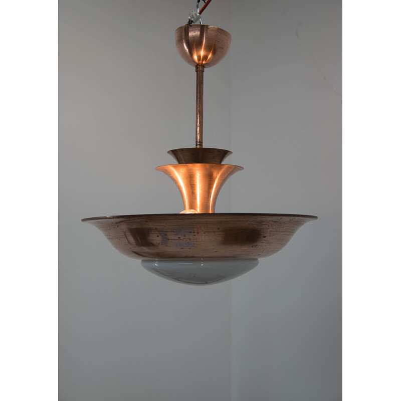 Copper vintage chandelier by Franta Anyz for IAS, 1930s