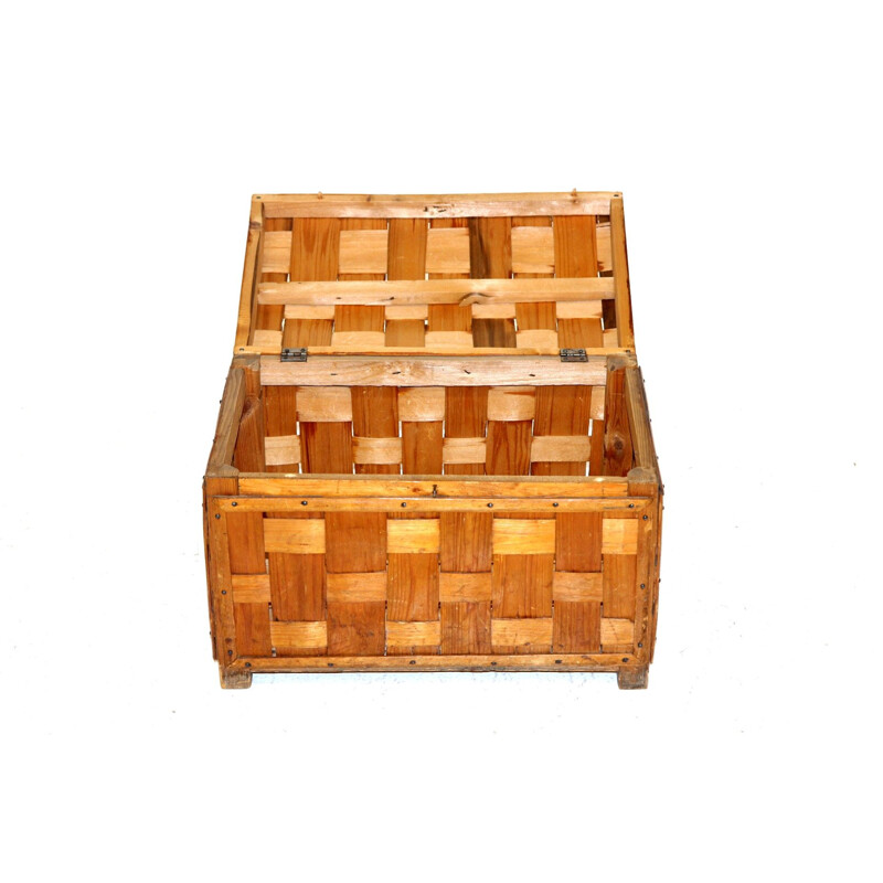 Vintage pine storage chest, Sweden 1950