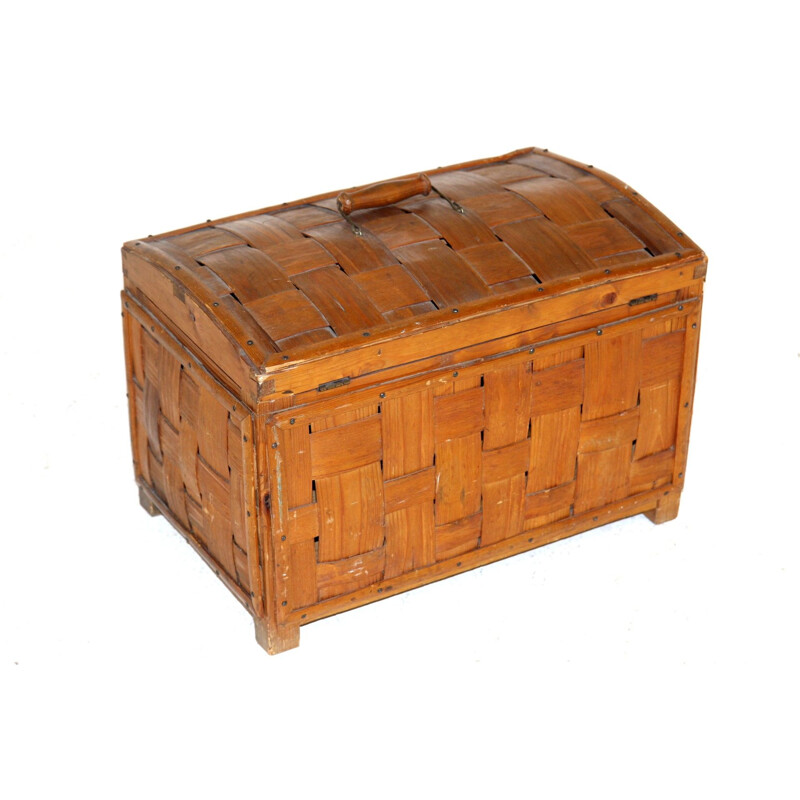 Vintage pine storage chest, Sweden 1950