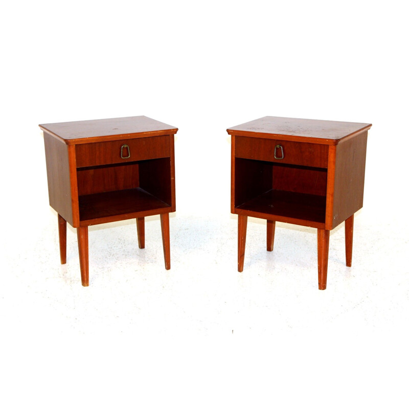 Pair of Scandinavian mahogany night stands, Sweden 1950