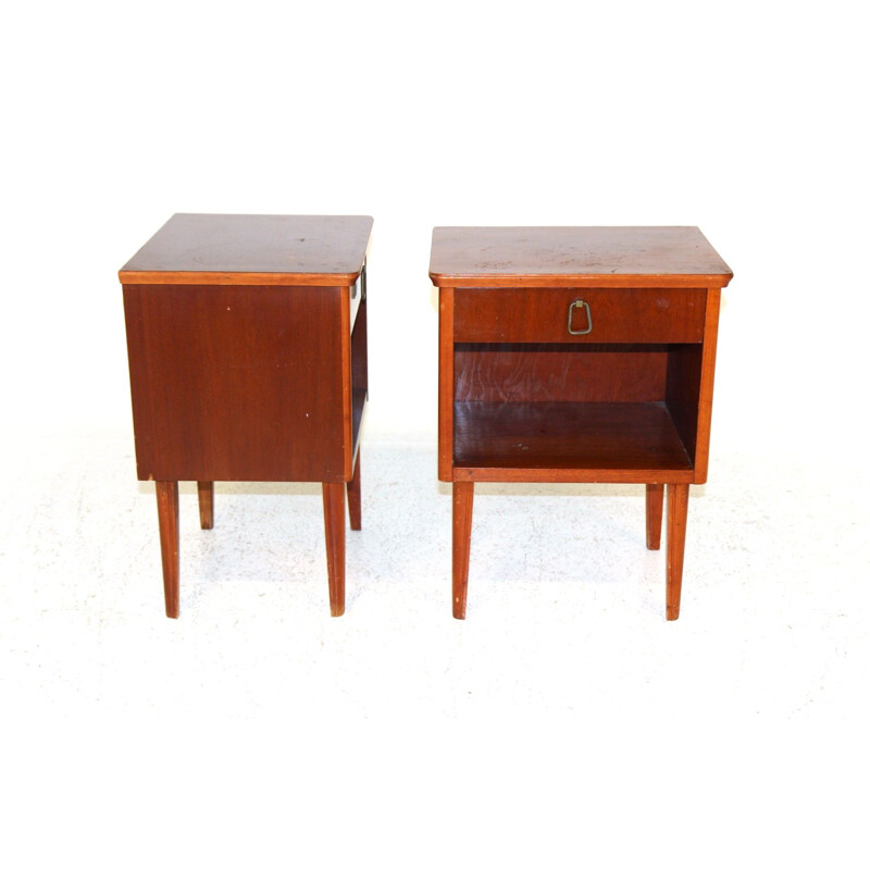 Pair of Scandinavian mahogany night stands, Sweden 1950