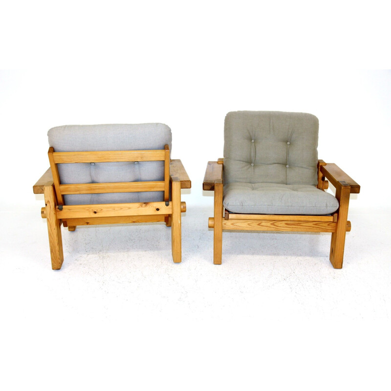 Pair of vintage pine armchairs by Yngve Ekström for Swedese, 1970