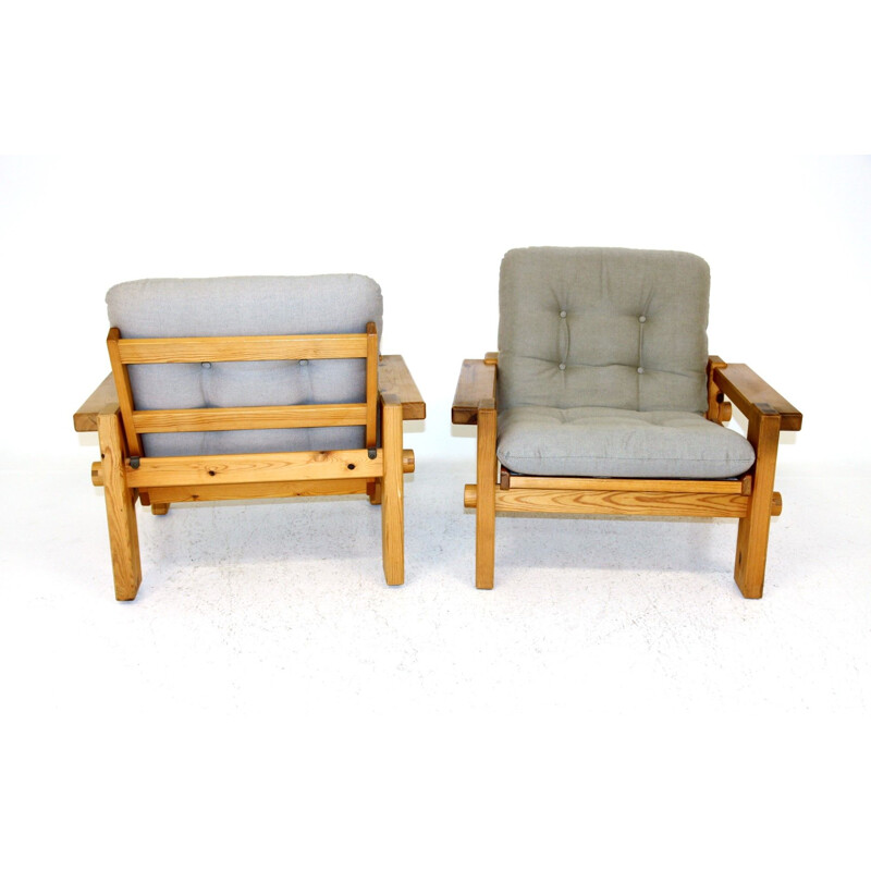 Paire de fauteuils vintage en pin par Yngve Ekström pour Swedese, 1970