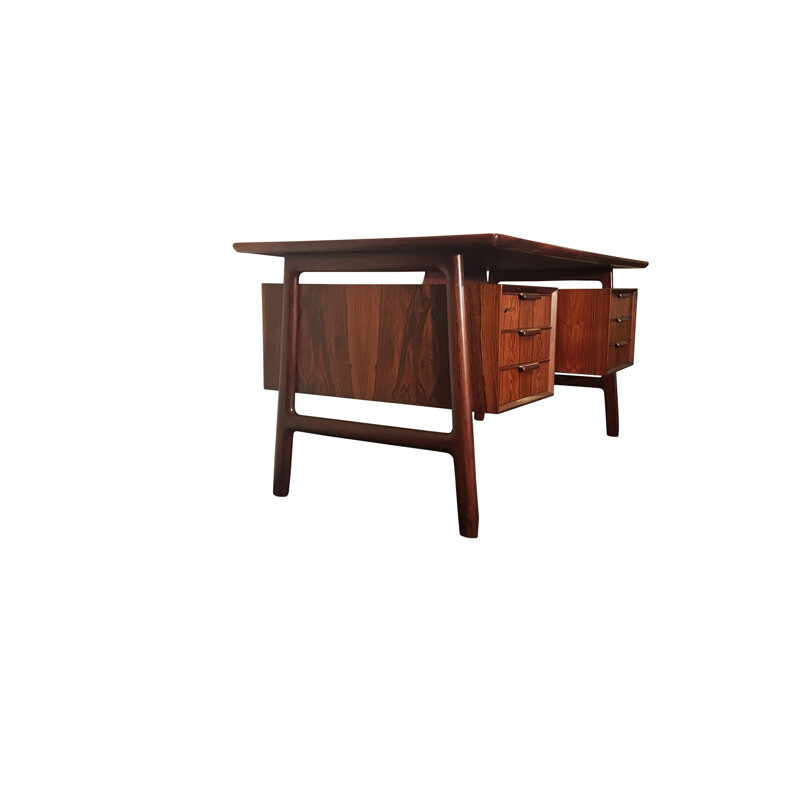 Mid-century Scandinavian free standing rosewood writing desk by Gunni Omann for Omann Jun, Denmark 1950s