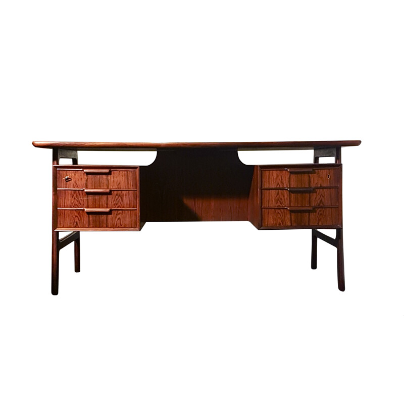 Mid-century Scandinavian free standing rosewood writing desk by Gunni Omann for Omann Jun, Denmark 1950s