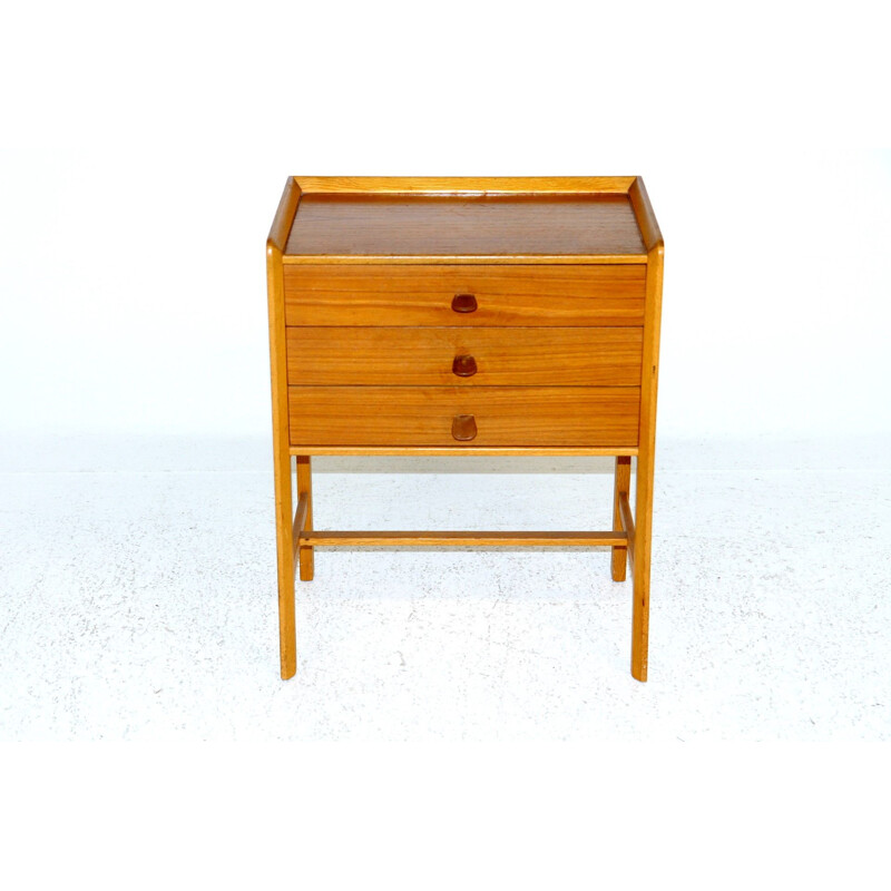 Vintage teak night stand with 3 drawers, Sweden 1960