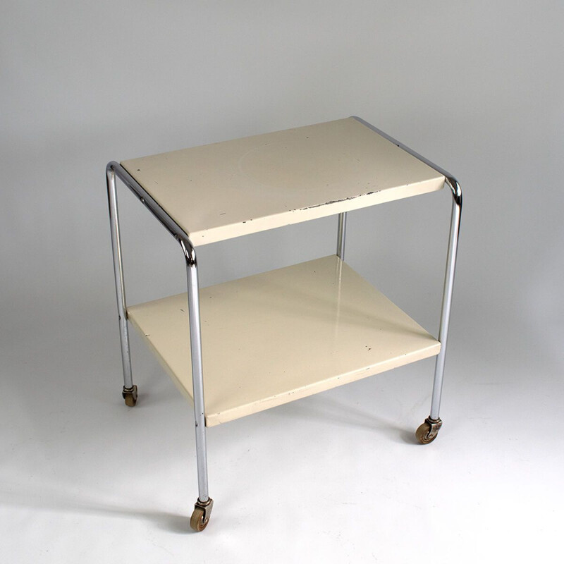 Vintage metal serving trolley by Maquet, 1950s