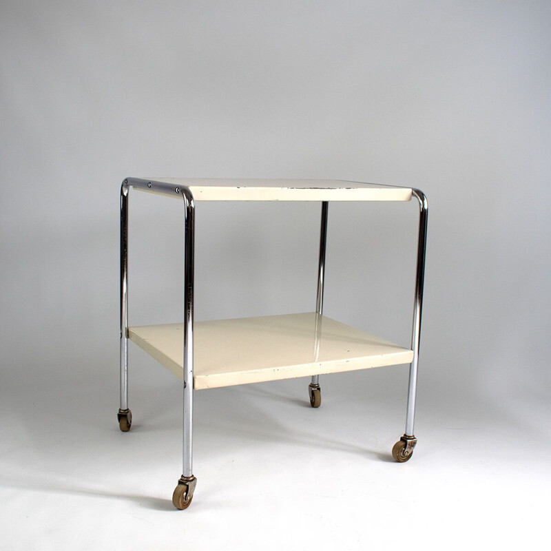 Vintage metal serving trolley by Maquet, 1950s