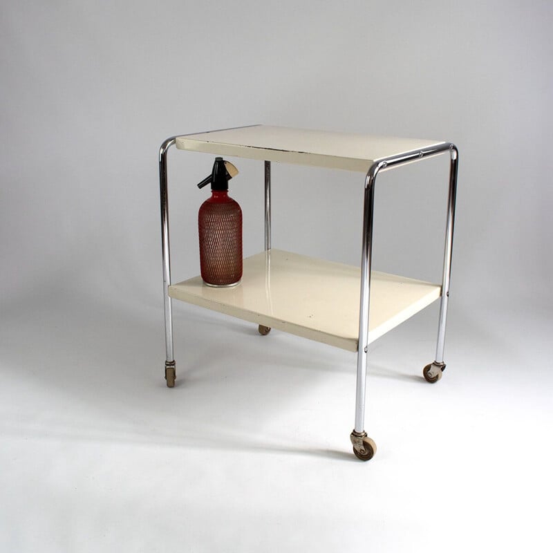 Vintage metal serving trolley by Maquet, 1950s