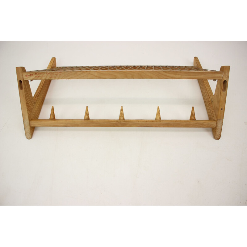 Mid century wooden wall coat rack by Uluv, 1960s