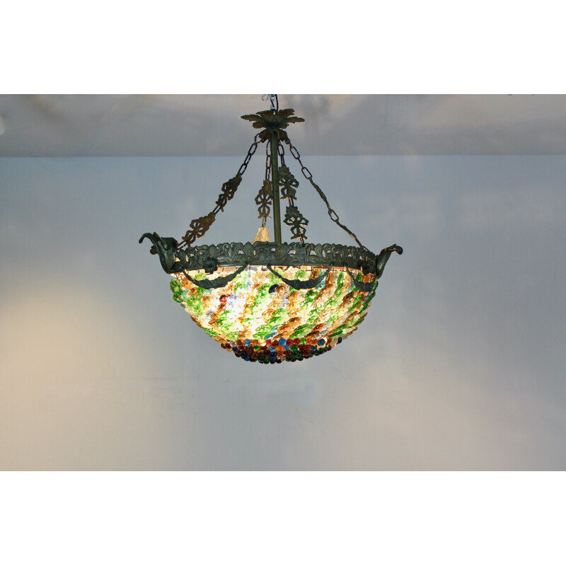 Vintage neoclassical Murano glass chandelier, Italy 1930
