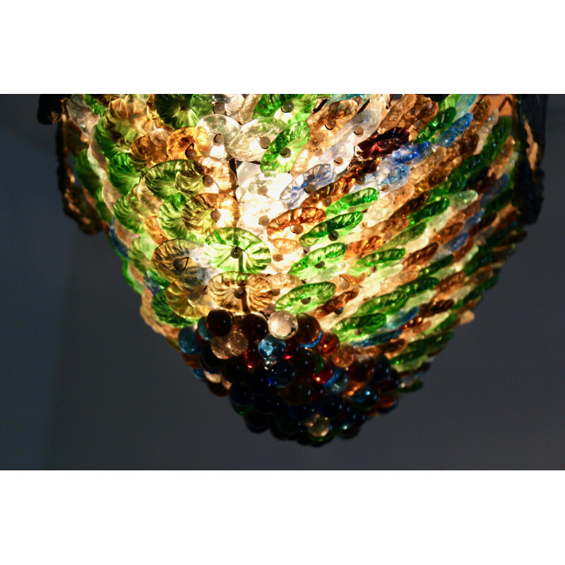Lámpara neoclásica vintage de cristal de Murano, Italia 1930