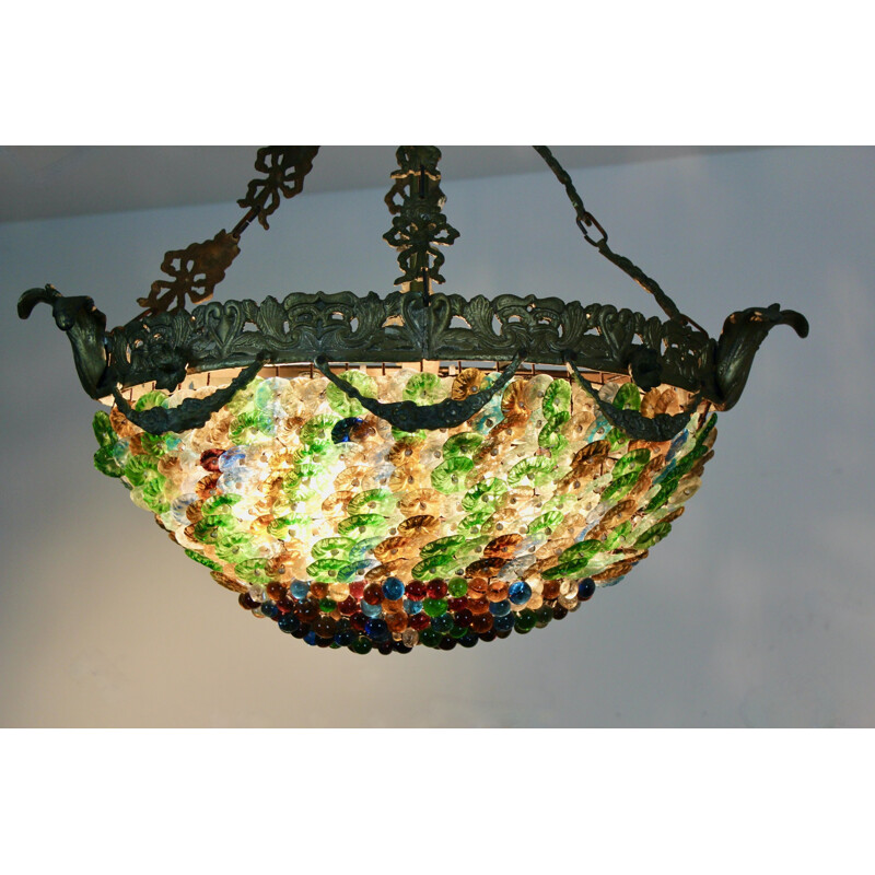 Vintage neoclassical Murano glass chandelier, Italy 1930