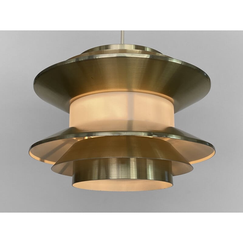 Vintage pendant lamp "Trava" in golden aluminium by Carl Thore for Granhaga Metallindustri, Sweden 1970s