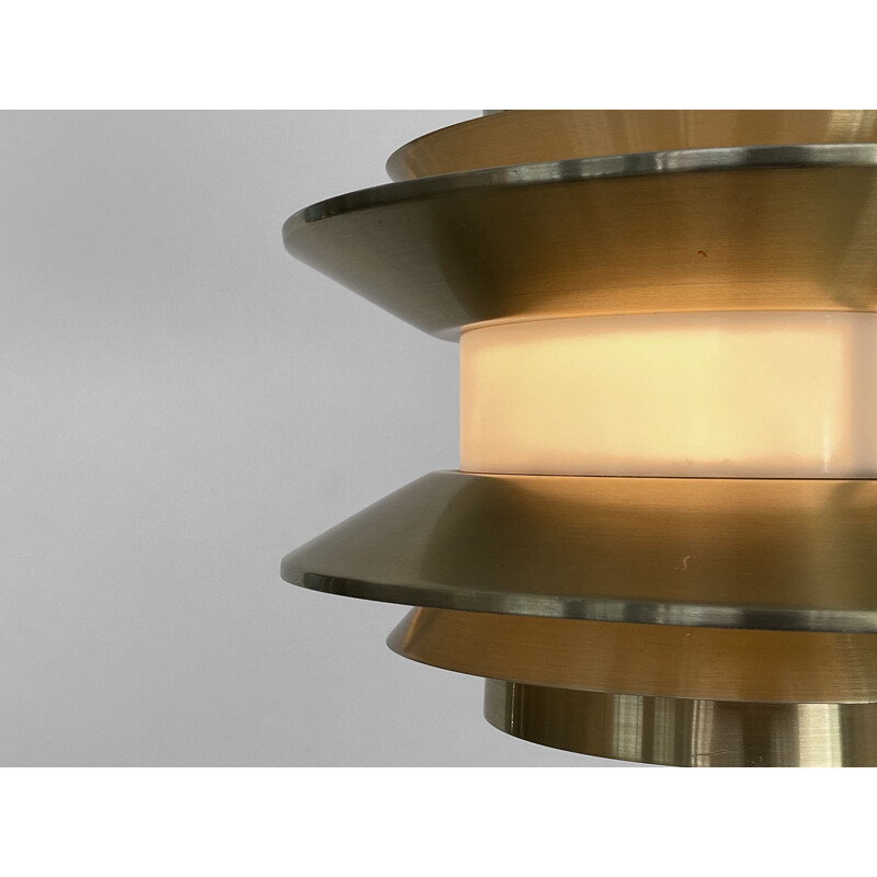 Vintage pendant lamp "Trava" in golden aluminium by Carl Thore for Granhaga Metallindustri, Sweden 1970s