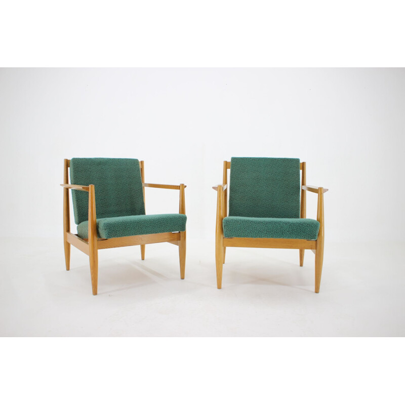 Pareja de sillones vintage de madera de Thonet, Checoslovaquia 1960