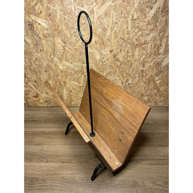 Vintage modernist oakwood magazine rack, 1950-1960