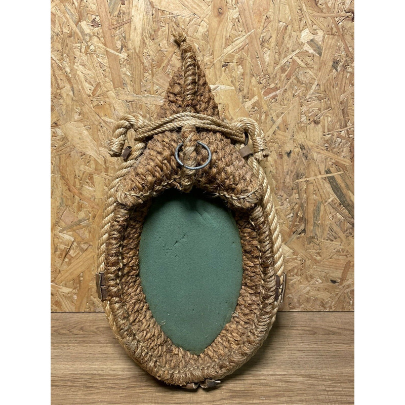 Vintage rope mirror by Audoux Minet, 1950-1960