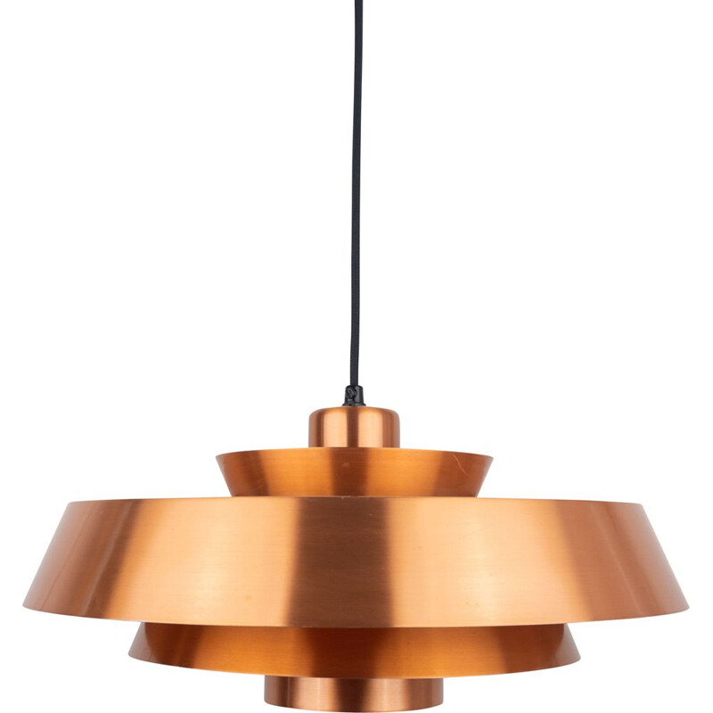 Danish vintage copper pendant lamp Nova by Jo Hammerborg for Fog og Morup, 1963