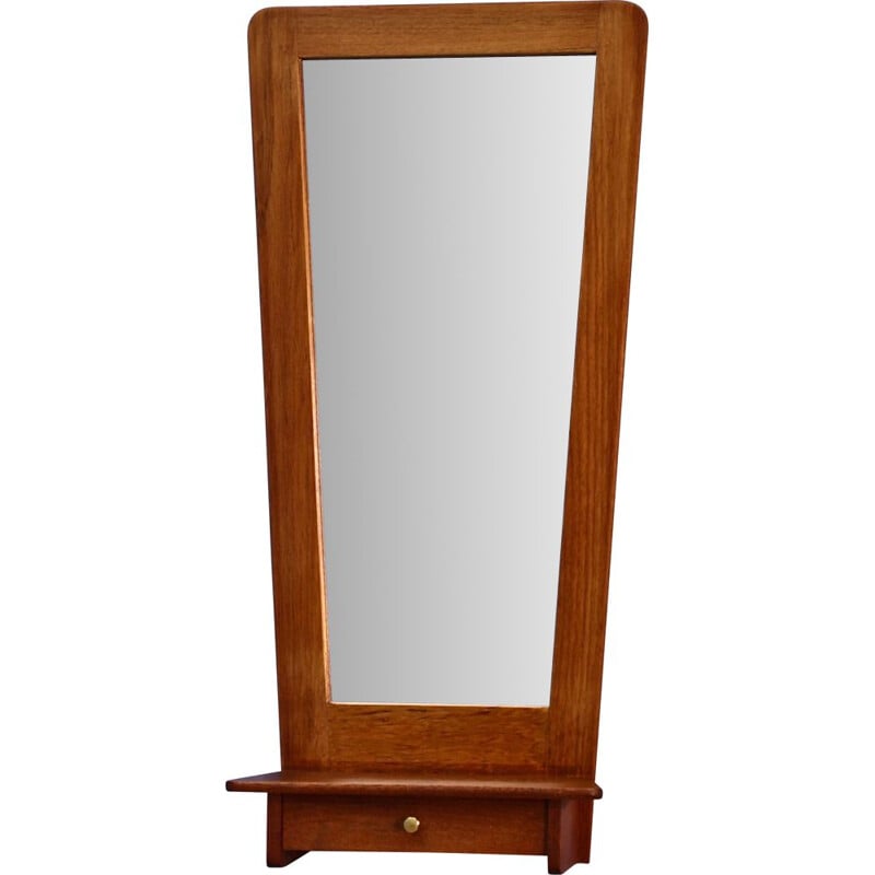 Danish vintage mirror with drawer in teak, 1960s