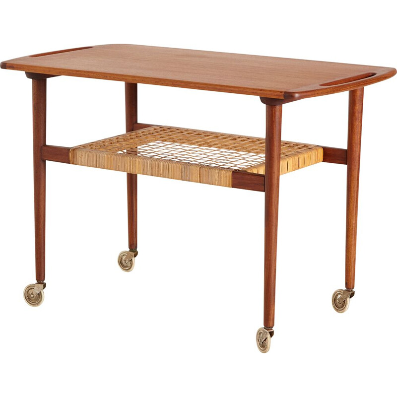 Vintage two-tier teak cart by Anton Kildeberg