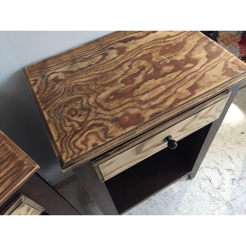 Vintage night stand in dark wood