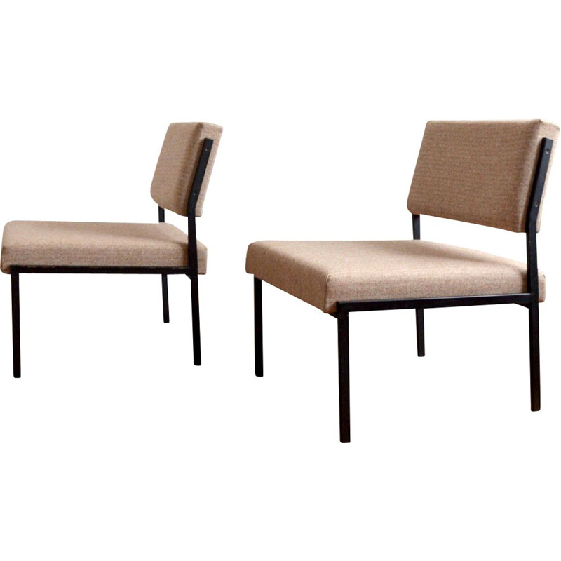 Pair of vintage modernist armchairs by Gijs Van Der Sluis, 1950