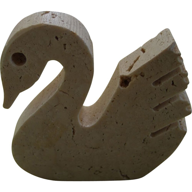 Vintage travertine swan sculpture by Enzo Mari for Fratelli Manel, Italy 1970