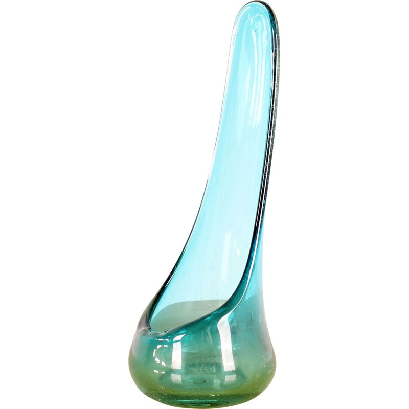 Vintage blau-grüne Vase, 1960