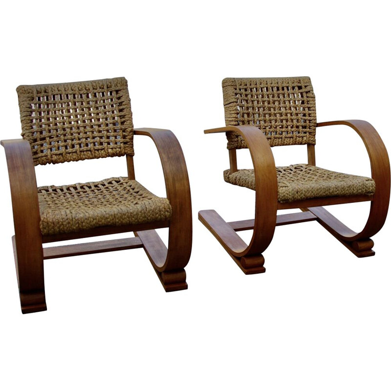 Pair of vintage armchairs by Vibo Audoux Minet, 1950