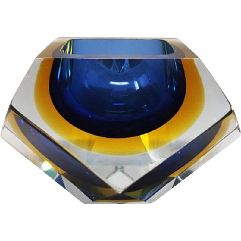 Vintage blue Murano glass ashtray by Flavio Poli for Seguso, 1960s