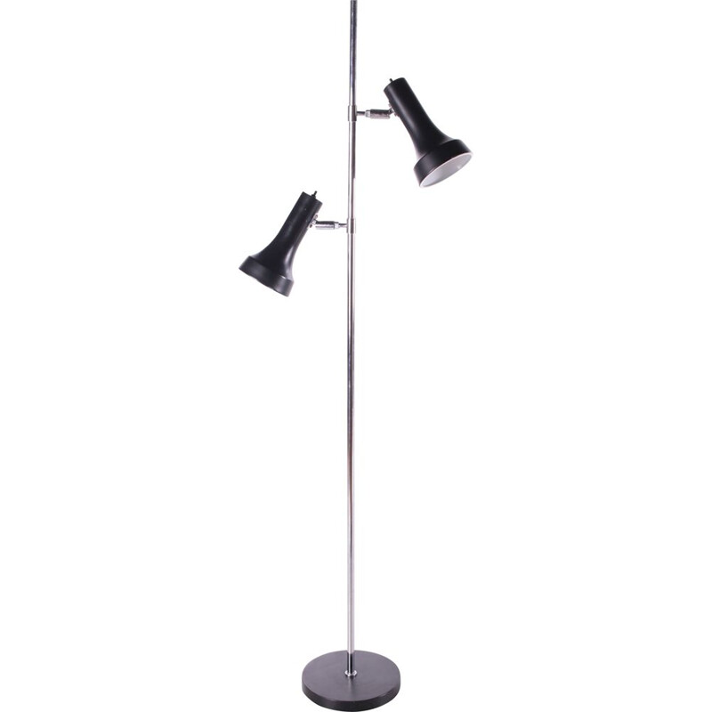 Vintage floor lamp with 2 black adjustable spots, 1960s