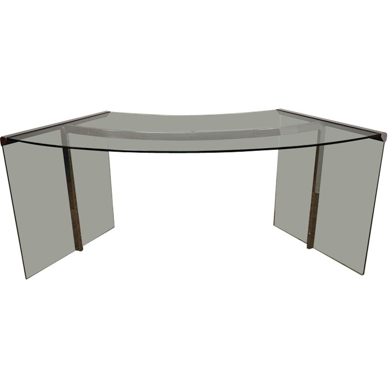 Vintage glass and chrome desk by Gallotti & Radice, 1980