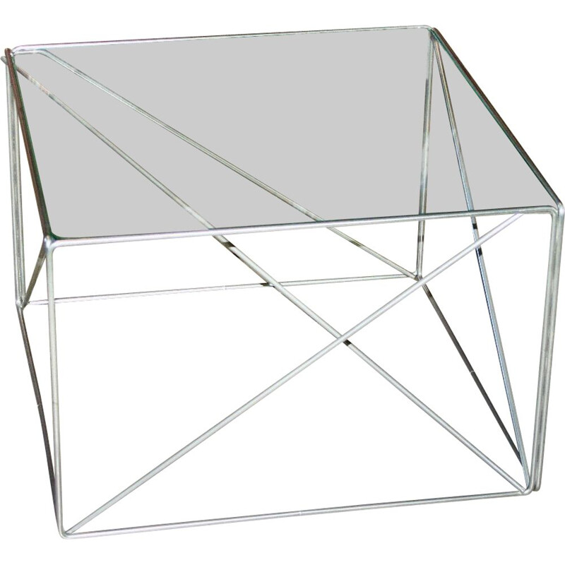 Vintage isosceles glass coffee table by Max Sauze, France 1970